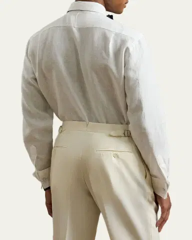 Ralph Lauren Purple Label Men's NM x RL French Cuff Linen Tuxedo Shirt | Thumbnail 3 Ralph Lauren Purple Label Men's NM x RL French Cuff Linen Tuxedo Shirt | Thumbnail 3