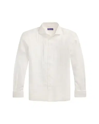 Ralph Lauren Purple Label Men's NM x RL French Cuff Linen Tuxedo Shirt | Thumbnail 1 Ralph Lauren Purple Label Men's NM x RL French Cuff Linen Tuxedo Shirt | Thumbnail 1