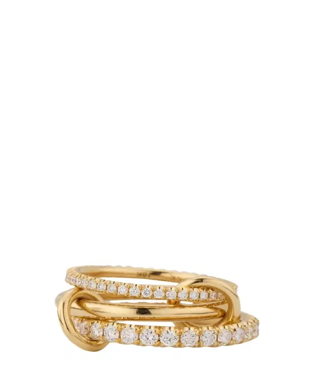 Norah Yellow Gold Pave 3-Link Ring