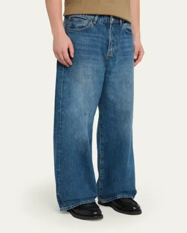 Jeanerica Men's Dark Blue Wide-Leg Denim Jeans | Thumbnail 4