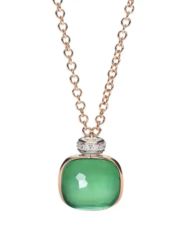 Nudo Classic Pendant Necklace with Prasiolite and Green Agate