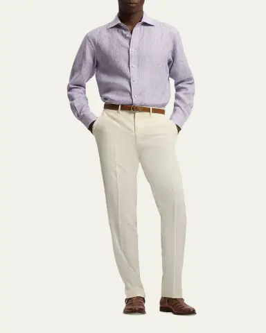 Ralph Lauren Purple Label Glen Check Linen Shirt | Thumbnail 2