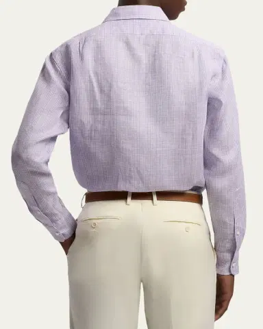 Ralph Lauren Purple Label Glen Check Linen Shirt | Thumbnail 3