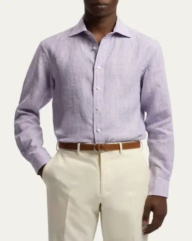 Ralph Lauren Purple Label Glen Check Linen Shirt | Thumbnail 4