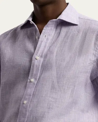 Ralph Lauren Purple Label Glen Check Linen Shirt | Thumbnail 5