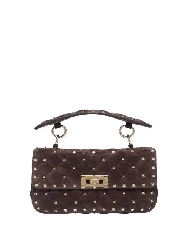 Valentino Garavani Small Quilted Rockstud Suede Shoulder Bag