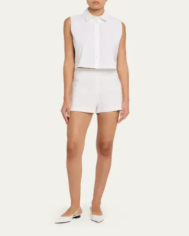 Alice + Olivia Hera Linen-Blend Flare Shorts | Thumbnail 2