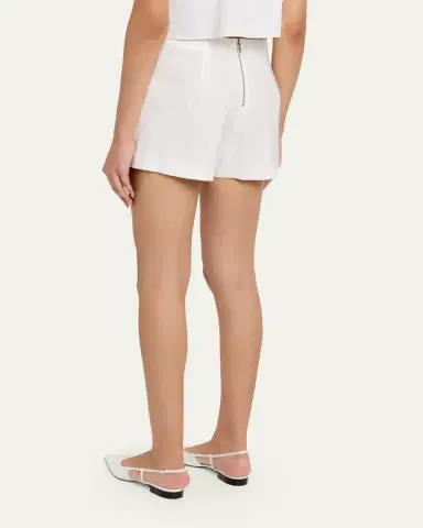 Alice + Olivia Hera Linen-Blend Flare Shorts | Thumbnail 3