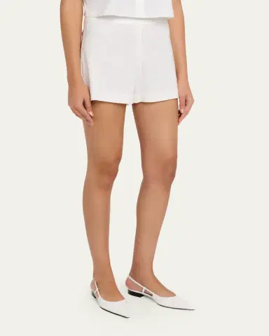 Alice + Olivia Hera Linen-Blend Flare Shorts | Thumbnail 4