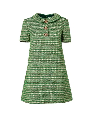 Carolina Herrera Collared Metallic Tweed Mini Shift Dress | Thumbnail 1 Carolina Herrera Collared Metallic Tweed Mini Shift Dress | Thumbnail 1