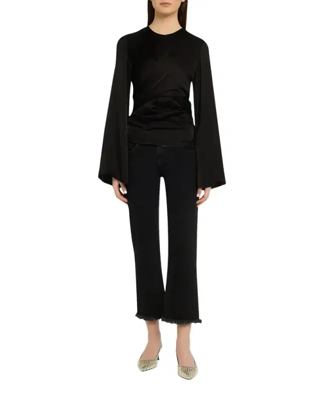 Isabel Marant Neame Draped Satin Flare-Sleeve Top
