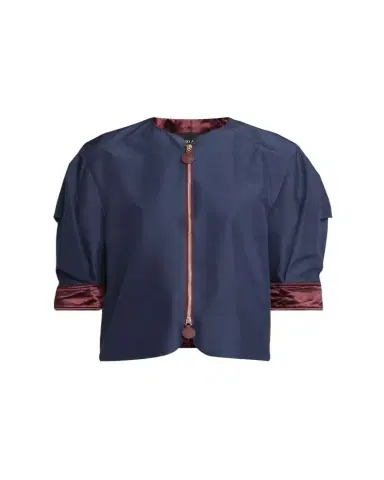 Giorgio Armani Short-Sleeve Silk Shantung Caban Coat | Thumbnail 1 Giorgio Armani Short-Sleeve Silk Shantung Caban Coat | Thumbnail 1
