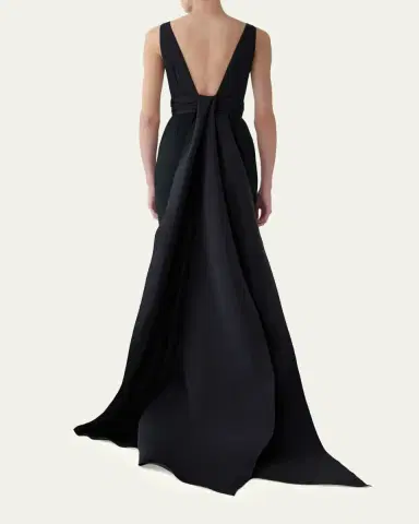 Carolina Herrera Sleeveless Silk Column Dress with Train | Thumbnail 3