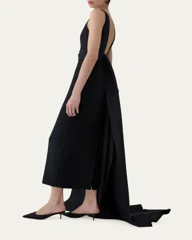 Carolina Herrera Sleeveless Silk Column Dress with Train | Thumbnail 4