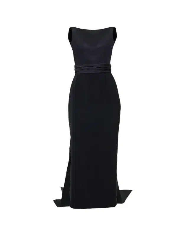 Carolina Herrera Sleeveless Silk Column Dress with Train