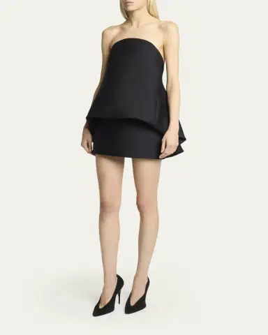 Balenciaga Strapless Draped Mini Balloon Dress | Thumbnail 4