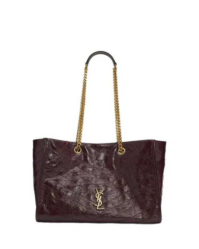 Saint Laurent Niki YSL Chevron Quilted Shopping Tote Bag