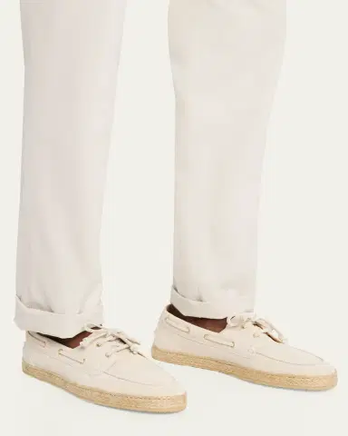 Brunello Cucinelli Men's Suede Jute-Sole Boat Shoes | Thumbnail 2