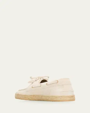 Brunello Cucinelli Men's Suede Jute-Sole Boat Shoes | Thumbnail 4