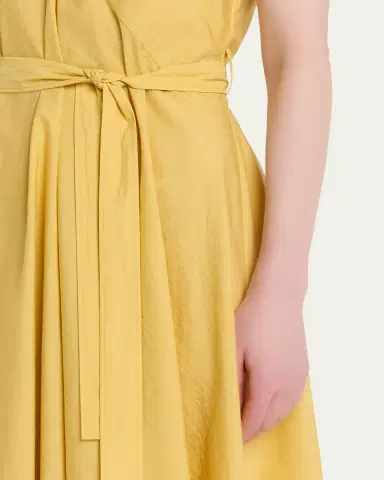 Brunello Cucinelli Sleeveless Belted Cotton Techno Poplin Midi Dress | Thumbnail 5 Brunello Cucinelli Sleeveless Belted Cotton Techno Poplin Midi Dress | Thumbnail 5