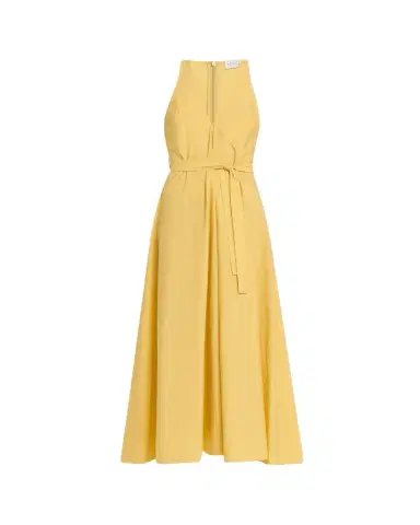 Brunello Cucinelli Sleeveless Belted Cotton Techno Poplin Midi Dress | Thumbnail 1 Brunello Cucinelli Sleeveless Belted Cotton Techno Poplin Midi Dress | Thumbnail 1