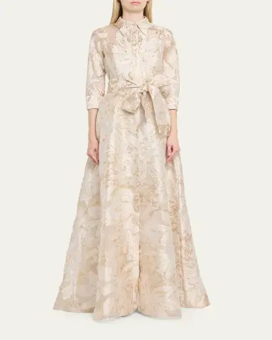 Rickie Freeman for Teri Jon Metallic Jacquard Midi Shirtdress | Thumbnail 2