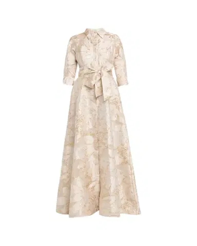 Rickie Freeman for Teri Jon Metallic Jacquard Midi Shirtdress | Thumbnail 1