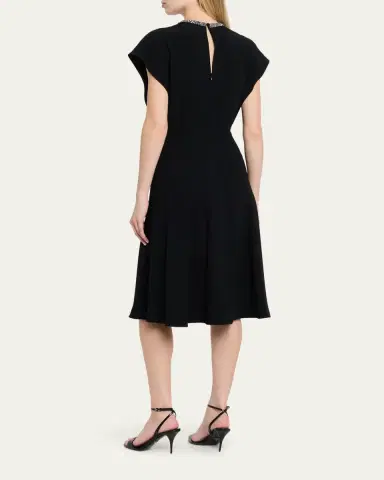 Rickie Freeman for Teri Jon Beaded Crepe A-Line Midi Dress | Thumbnail 3
