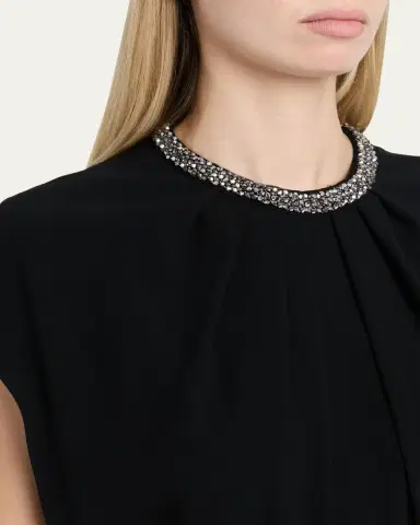 Rickie Freeman for Teri Jon Beaded Crepe A-Line Midi Dress | Thumbnail 5