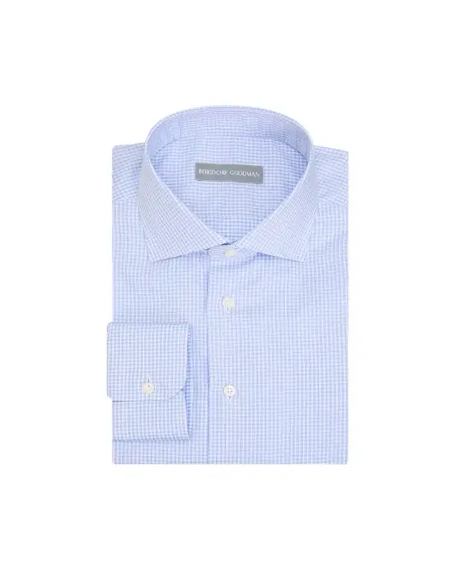 Bergdorf Goodman Men's Cotton Micro-Check Point Collar Dress Shirt