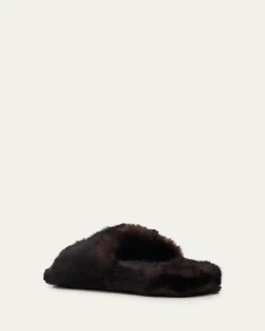 Balenciaga Embellished Bow Faux Fur Slide Sandals | Thumbnail 2