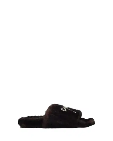Balenciaga Embellished Bow Faux Fur Slide Sandals | Thumbnail 1