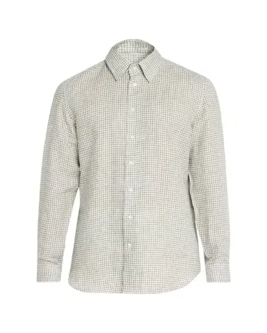 Bergdorf Goodman Men's Linen Gingham Check Sport Shirt | Thumbnail 1 Bergdorf Goodman Men's Linen Gingham Check Sport Shirt | Thumbnail 1