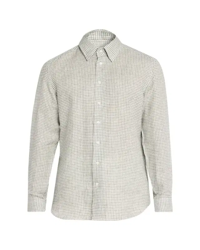 Bergdorf Goodman Men's Linen Gingham Check Sport Shirt