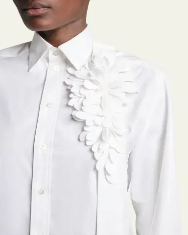Balenciaga Garden Flower Cotton Poplin Button-Down Shirt | Thumbnail 5 Balenciaga Garden Flower Cotton Poplin Button-Down Shirt | Thumbnail 5