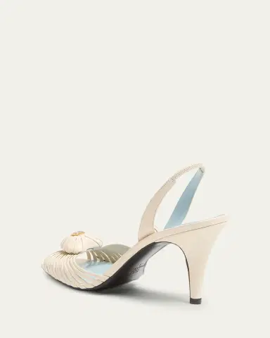 Valentino Garavani 85mm Coeur VLogo Leather Slingback Pumps | Thumbnail 3