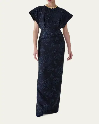 Carolina Herrera Rosette Collar Fan Bodice Gown | Thumbnail 2
