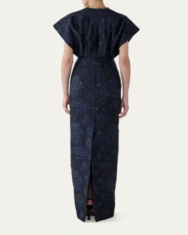 Carolina Herrera Rosette Collar Fan Bodice Gown | Thumbnail 3