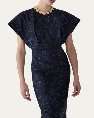 Carolina Herrera Rosette Collar Fan Bodice Gown | Thumbnail 4