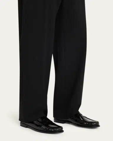 Prada Men's Leather Moc-Toe Penny Loafers | Thumbnail 2