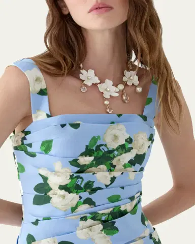 Carolina Herrera Draped Floral Cotton Sleeveless Midi Dress | Thumbnail 4 Carolina Herrera Draped Floral Cotton Sleeveless Midi Dress | Thumbnail 4
