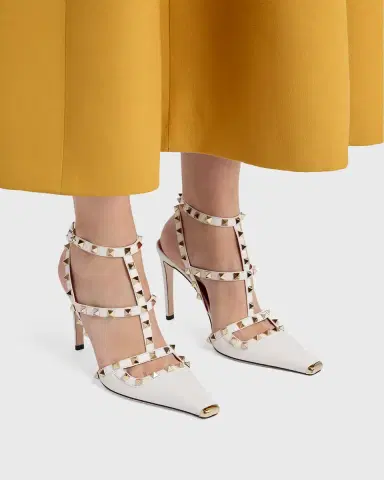 Valentino Garavani 100mm Rockstud Leather Ankle-Strap Pumps | Thumbnail 2