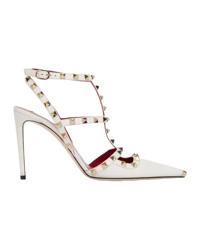 Valentino Garavani 100mm Rockstud Leather Ankle-Strap Pumps