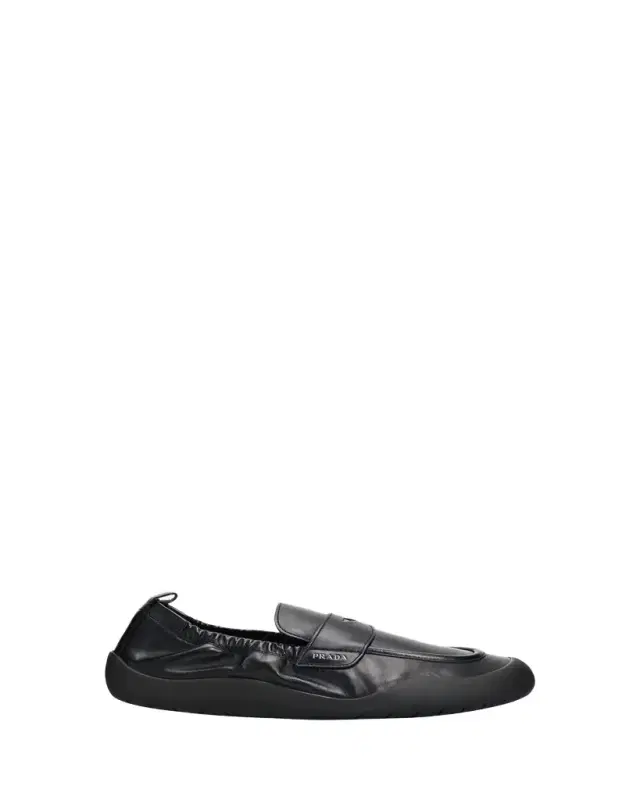 Prada Men's Speedrock Leather Rubber-Sole Penny Loafers