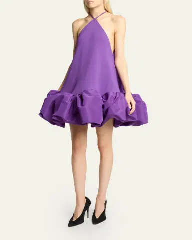 Balenciaga Silk Balloon Ruffle Mini Halter Dress | Thumbnail 4 Balenciaga Silk Balloon Ruffle Mini Halter Dress | Thumbnail 4