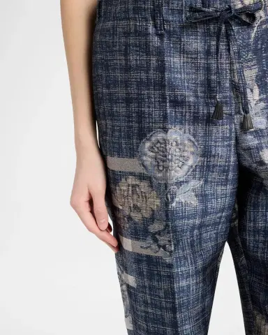 Giorgio Armani Check Floral Jacquard Straight-Leg Ankle Trousers | Thumbnail 5 Giorgio Armani Check Floral Jacquard Straight-Leg Ankle Trousers | Thumbnail 5
