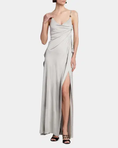 Versace Draped Satin Viscose Gown | Thumbnail 4