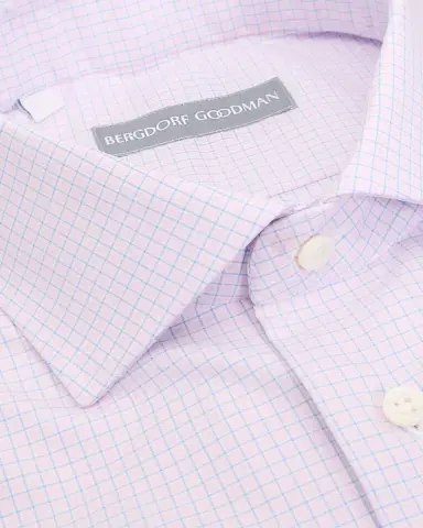 Bergdorf Goodman Men's Cotton Micro-Check Point Collar Dress Shirt | Thumbnail 2