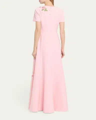 Carolina Herrera Rose Embroidered Sleeveless Trumpet Gown | Thumbnail 3