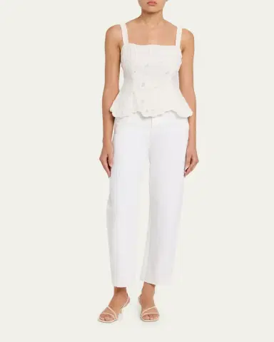 Simkhai McKenna Embroidered Peplum-Hem Top | Thumbnail 2